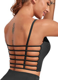 Strappy Sports Bras for Women High Support Open Back Workout Tops Longline Tank Top with Built in Bra Yoga Crop Bras
