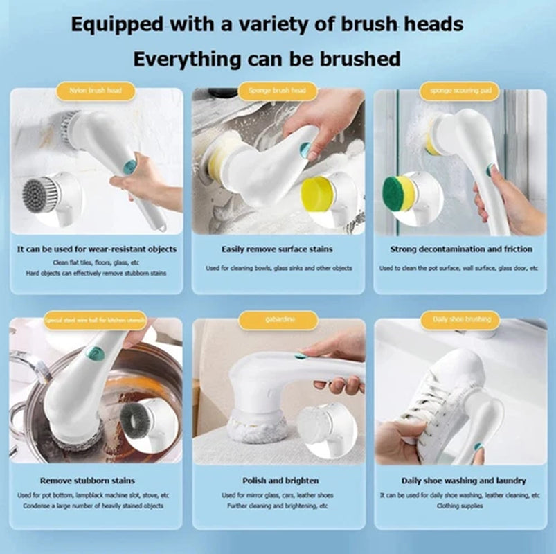 5 in 1 Electric Cordless Cleaning Brush Spin Scrubber Cleaner Rechargeable