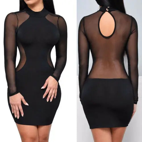 Long Sleeve Backless Lace Mini Dress