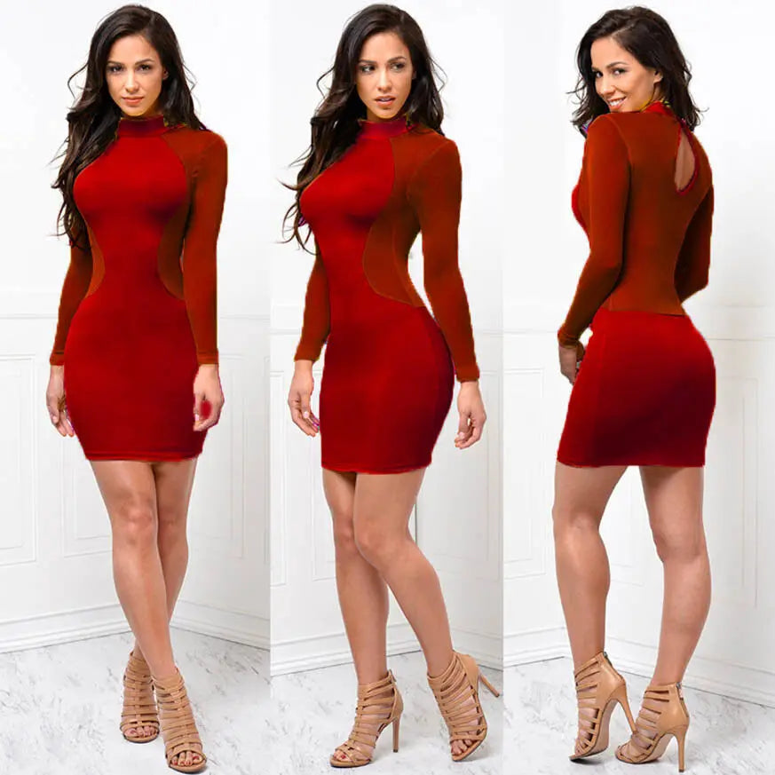 Long Sleeve Backless Lace Mini Dress