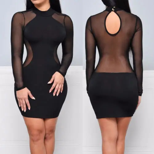 Long Sleeve Backless Lace Mini Dress