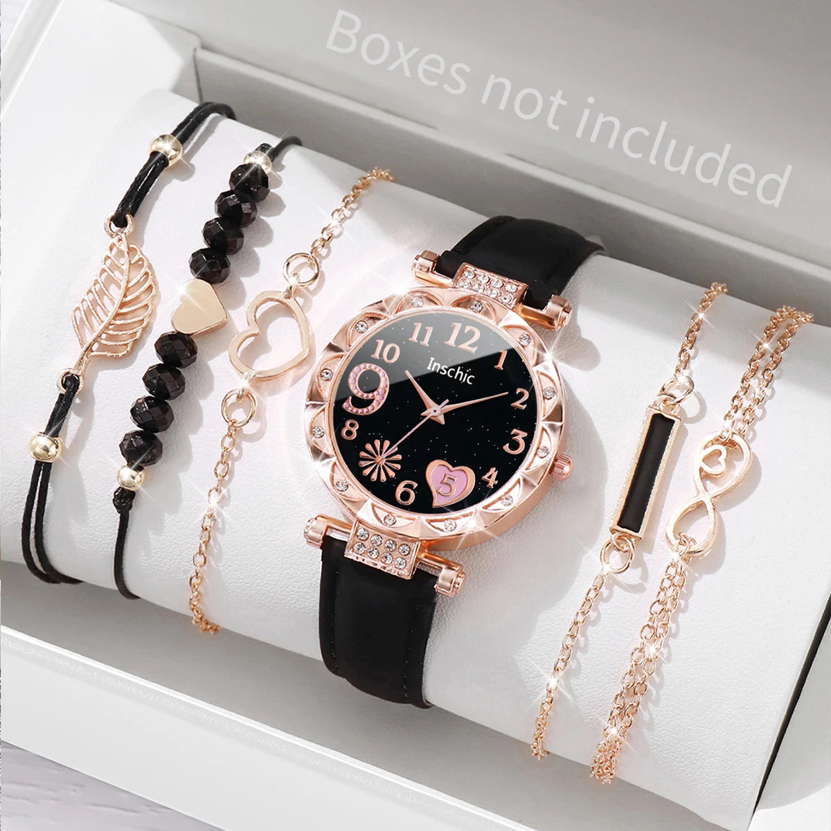 6-Piece Heart Dial Watch & Bracelet Set