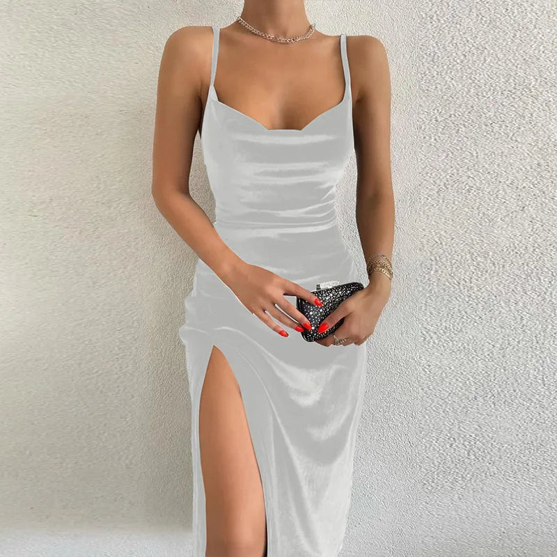 Women's Slim Fit Knit Dress – Knee-Length Polyester Casual Wear