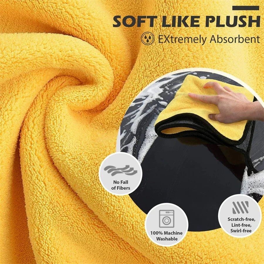 Microfiber Car Cleaning Towels - Soft and Quick-Drying Double Layer Wash Cloths for Windows and Mirrors (Available in 1, 2, 3, 6, or 10 Pieces)
