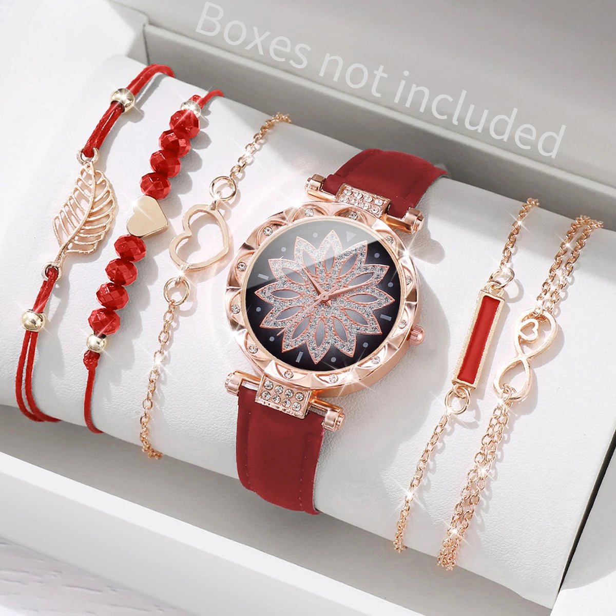 6-Piece Heart Dial Watch & Bracelet Set