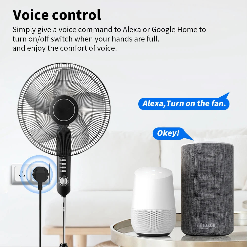 WiFi Tuya Smart Socket AU Standard Plug with Energy Monitoring –Timer & Countdown, Works with Smart Life App, Alexa & Google