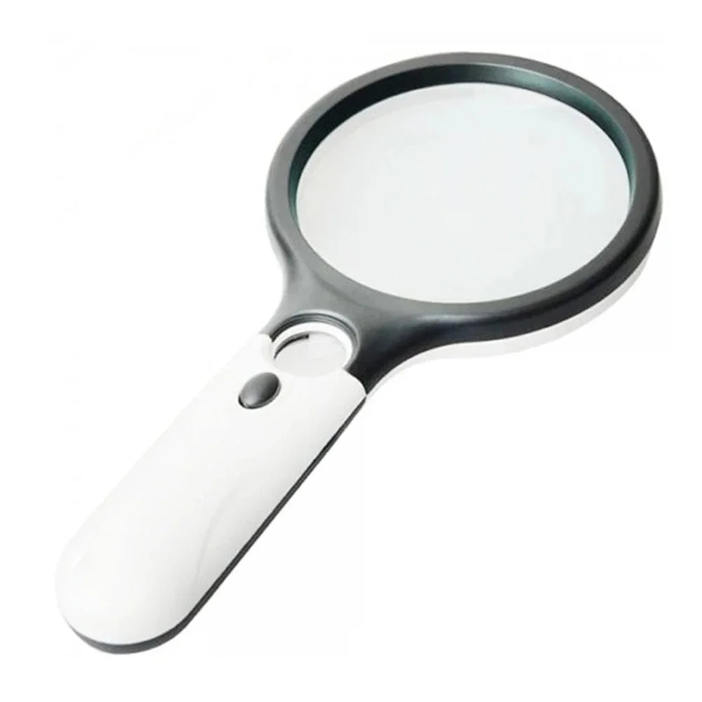 White Magnifying Glass Handheld 45X Magnifier With 3 LED Light For Reading Magnifying Glass Jewelry Loupe