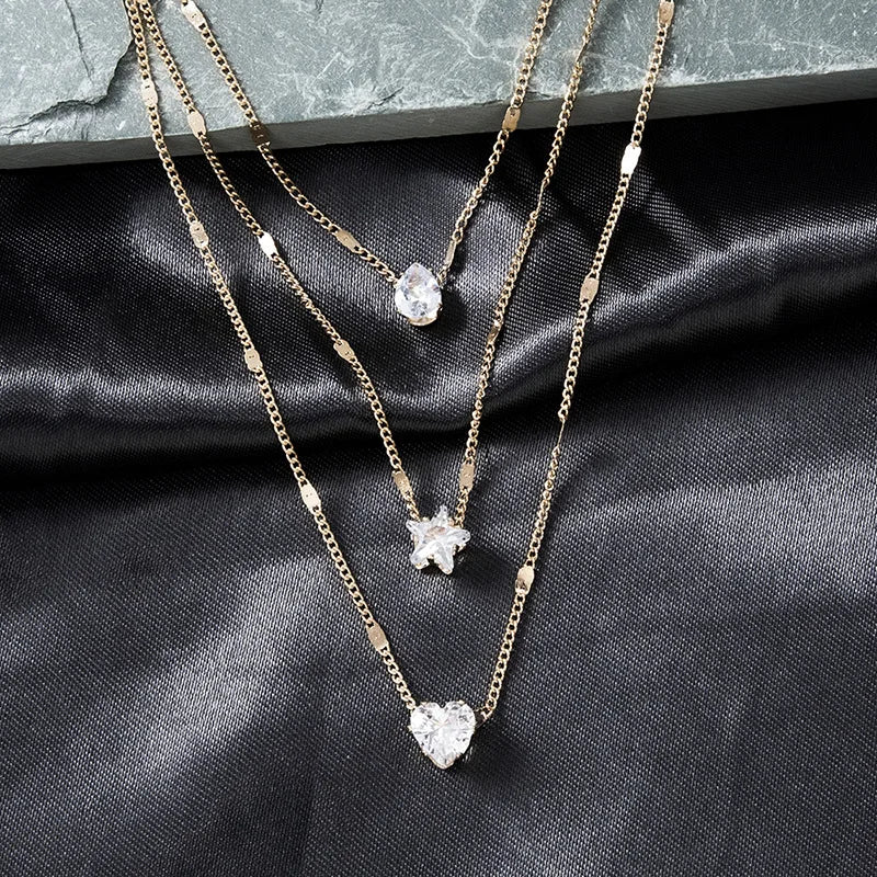 Zircon Multilayer Chain Necklace