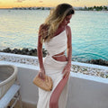 Split Hollow Drawstring Maxi Dress