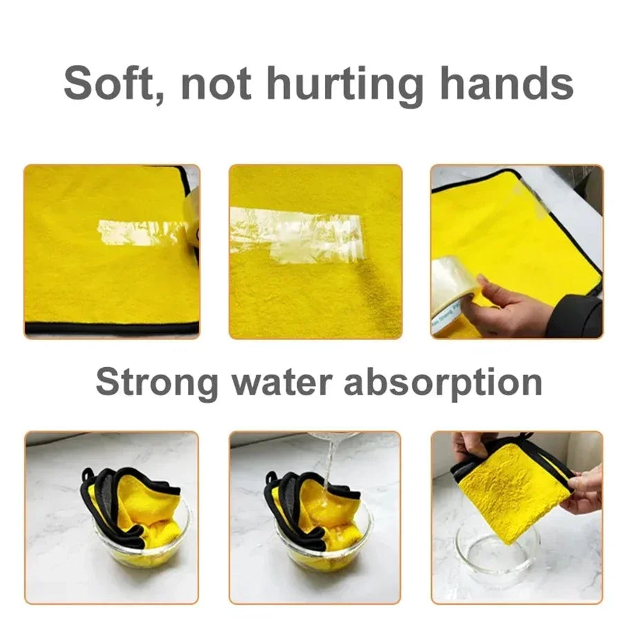 Microfiber Car Cleaning Towels - Soft and Quick-Drying Double Layer Wash Cloths for Windows and Mirrors (Available in 1, 2, 3, 6, or 10 Pieces)