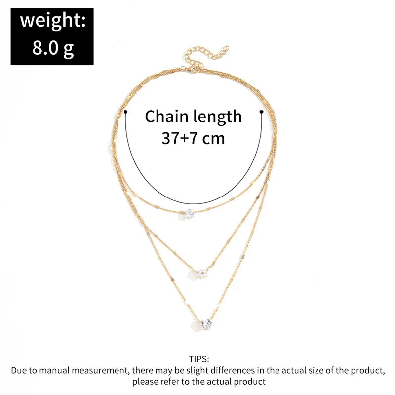 Zircon Multilayer Chain Necklace