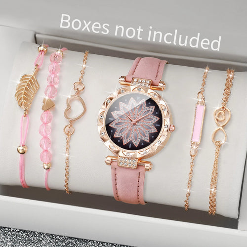 6-Piece Heart Dial Watch & Bracelet Set