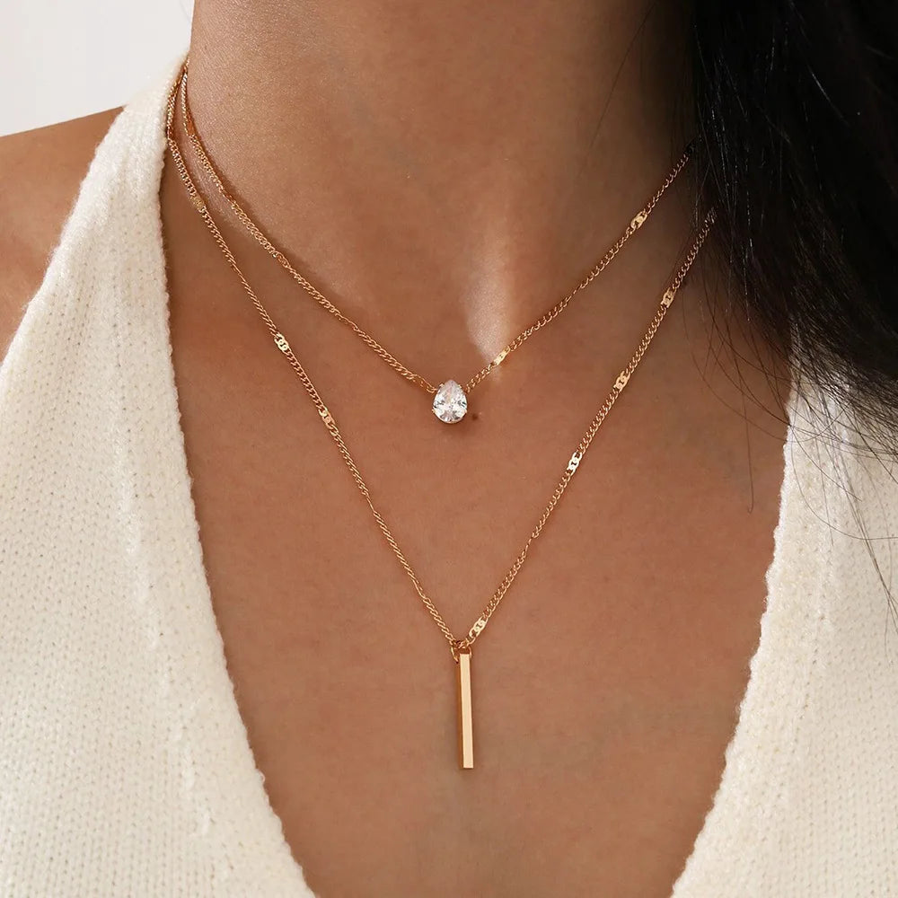 Zircon Multilayer Chain Necklace