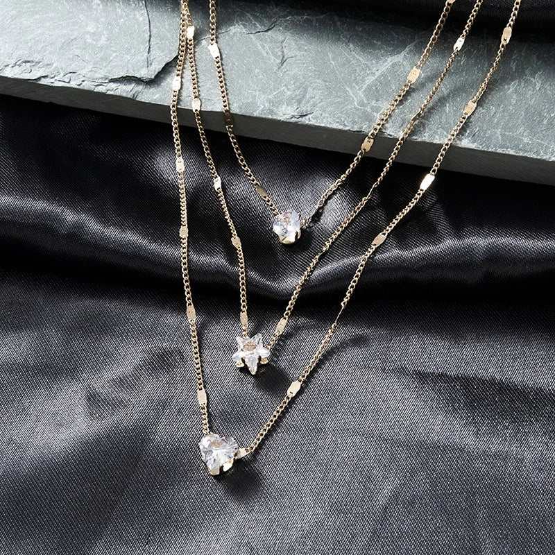 Zircon Multilayer Chain Necklace