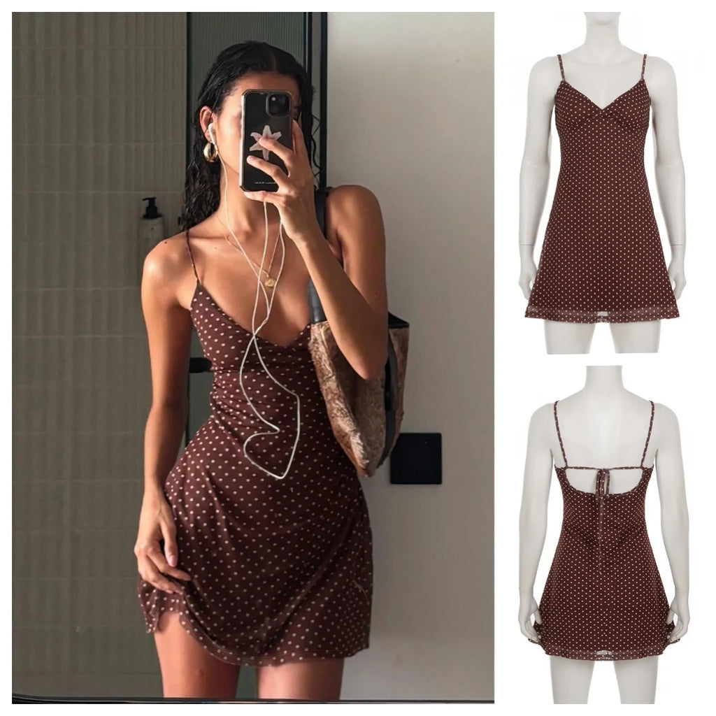 Y2K Polka Dot Summer Slip Dress