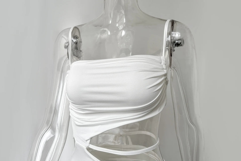 Split Hollow Drawstring Maxi Dress