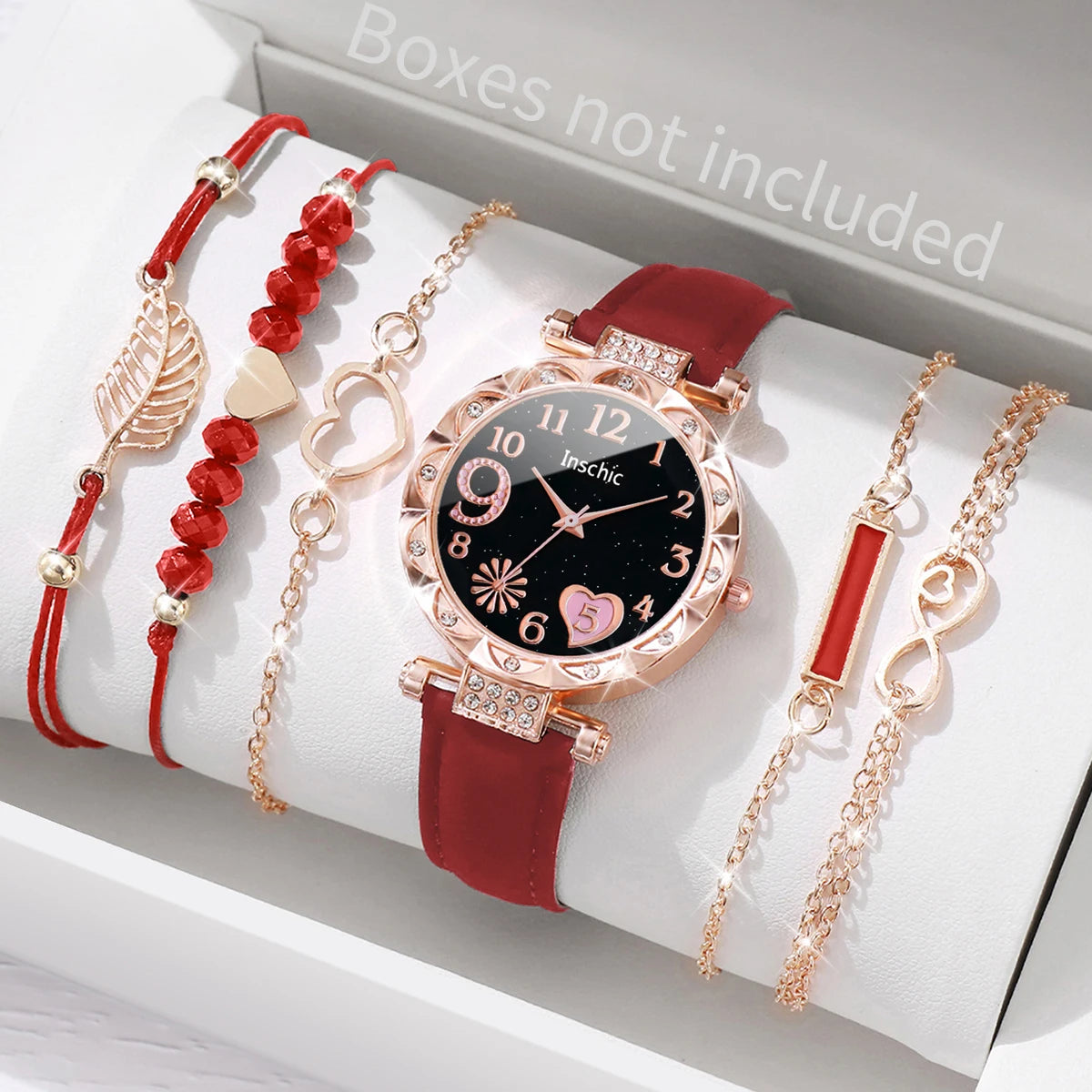 6-Piece Heart Dial Watch & Bracelet Set