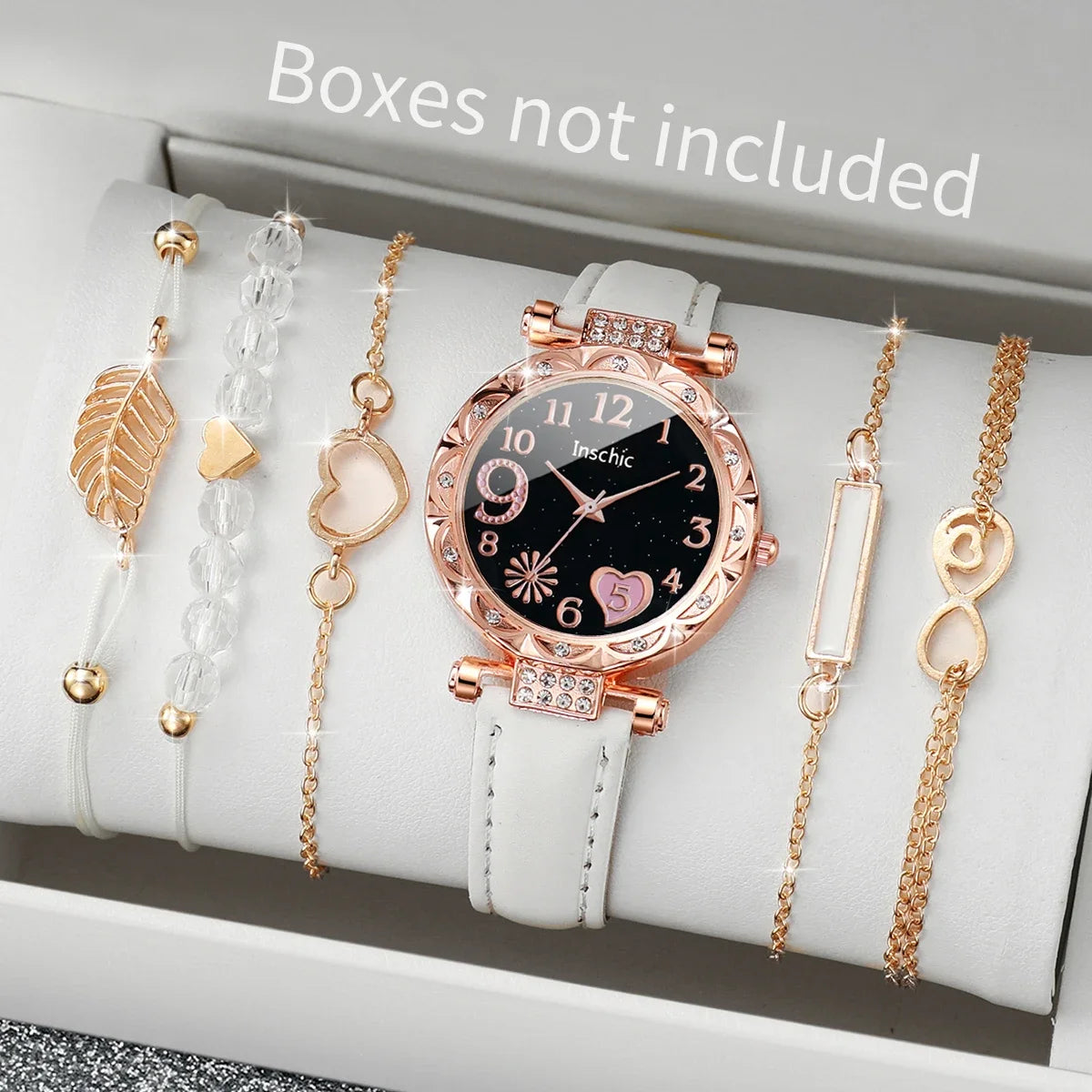 6-Piece Heart Dial Watch & Bracelet Set