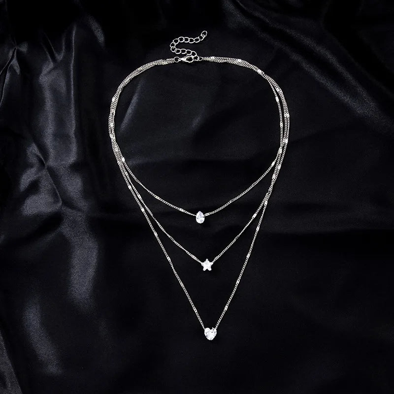 Zircon Multilayer Chain Necklace