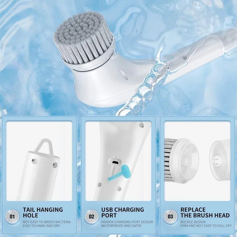 5 in 1 Electric Cordless Cleaning Brush Spin Scrubber Cleaner Rechargeable