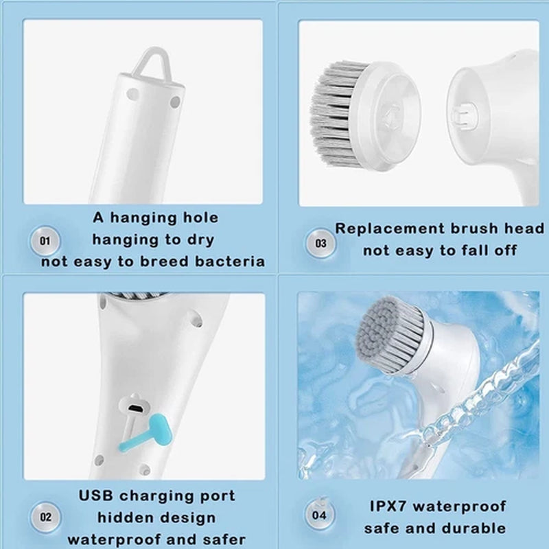 5 in 1 Electric Cordless Cleaning Brush Spin Scrubber Cleaner Rechargeable